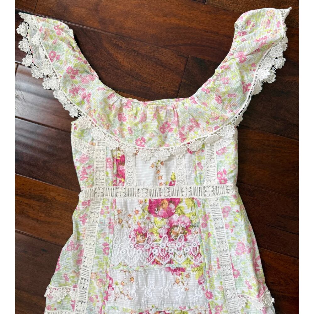 LoveShackFancy Faustine Floral Midi Dress size 4 Embroidered Pink *FLAWED* - Picture 6 of 16